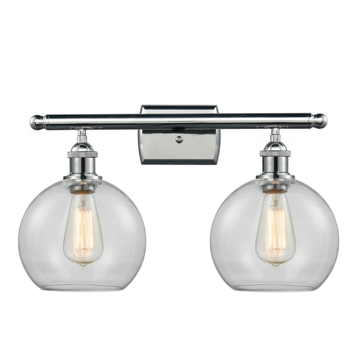 Innovations Athens 18in 2-Light Bath Vanity Light | Modern Contempo Polished Chrome and Clear Basket Weave Glass | Model 516-2W-PC-G122C-8CL