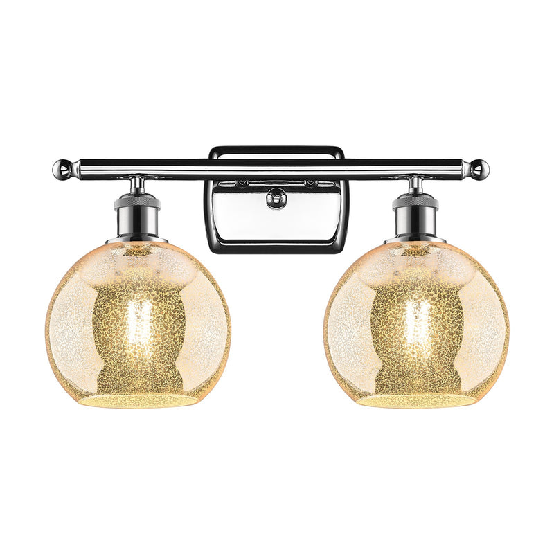 Innovations Athens 18in 2-Light Bath Vanity Light | Industrial Polished Chrome and Mercury Glass | Bathroom & Powder Room | Model 516-2W-PC-G128-8