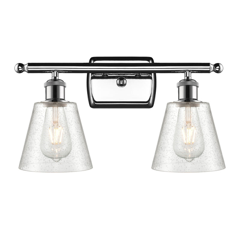 Innovations Caton 16in 2-Light Bath Vanity Light | Art Nouveau Polished Chrome and Frosted Glass | Bathroom & Powder Room | Model 516-2W-PC-G454