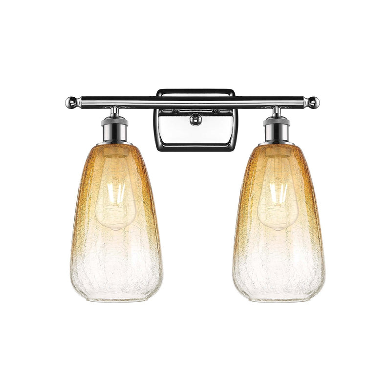 Innovations Brookhaven Almond 16in 2-Light Bath Vanity | Industrial Polished Chrome and Amber Glass | Bathroom & Powder | Model 516-2W-PC-G480-6AM
