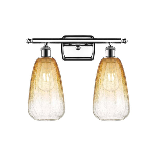 Innovations Brookhaven Almond 16in 2-Light Bath Vanity | Industrial Polished Chrome and Amber Glass | Bathroom & Powder | Model 516-2W-PC-G480-6AM