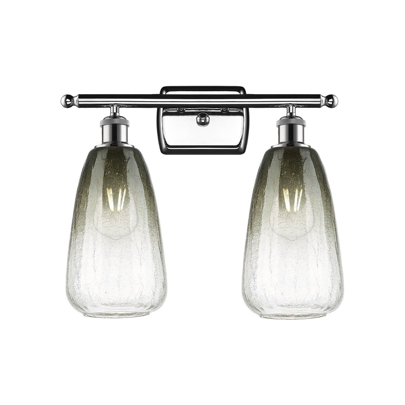 Innovations Brookhaven Almond 16in 2-Light Bath Vanity Light | Industrial Polished Chrome and Slate Glass | Bathroom | Model 516-2W-PC-G480-6SL
