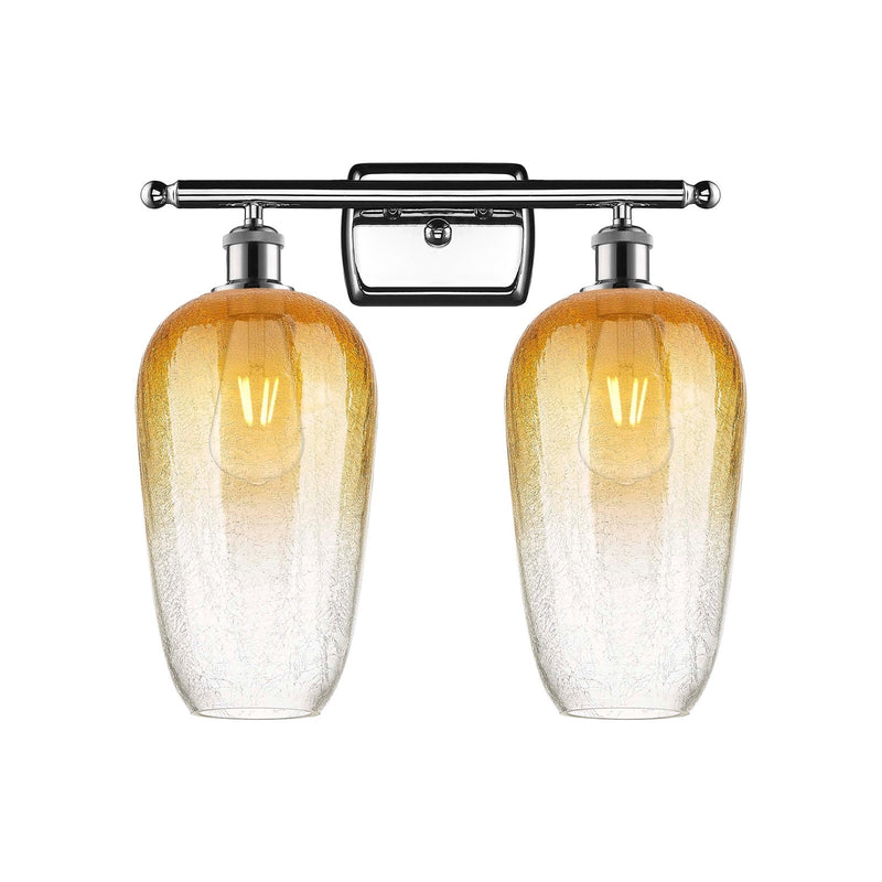 Innovations Brookhaven Flute 17in 2-Light Bath Vanity Light | Industrial Polished Chrome and Amber Glass | Bathroom | Model 516-2W-PC-G484-7AM