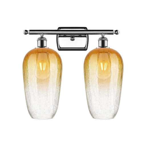 Innovations Brookhaven Flute 17in 2-Light Bath Vanity Light | Industrial Polished Chrome and Amber Glass | Bathroom | Model 516-2W-PC-G484-7AM