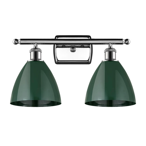 Innovations Plymouth 17.5in 2-Light Bath Vanity Light | Industrial Polished Chrome and Green Metal | Bathroom & Powder | Model 516-2W-PC-MBD-75-GR