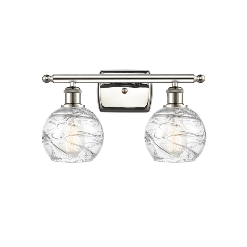 Innovations Athens Deco Swirl 15.88in 2-Light Bath Vanity Light | Industrial Polished Nickel and Clear Glass | Bathroom | Model 516-2W-PN-G1213-6CL