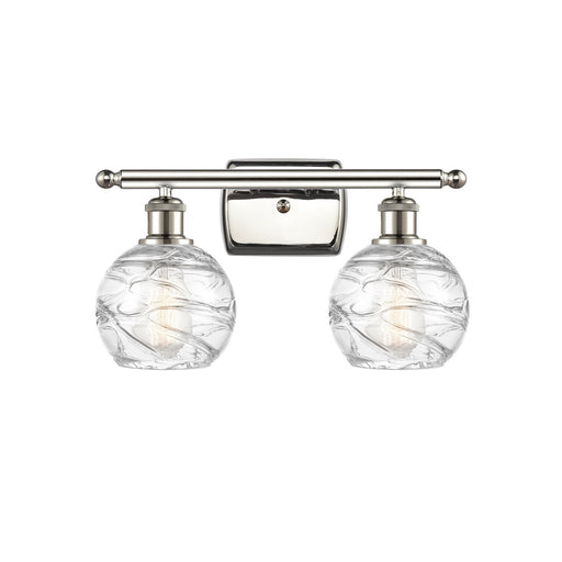 Innovations Athens Deco Swirl 15.88in 2-Light Bath Vanity Light | Industrial Polished Nickel and Clear Glass | Bathroom | Model 516-2W-PN-G1213-6CL