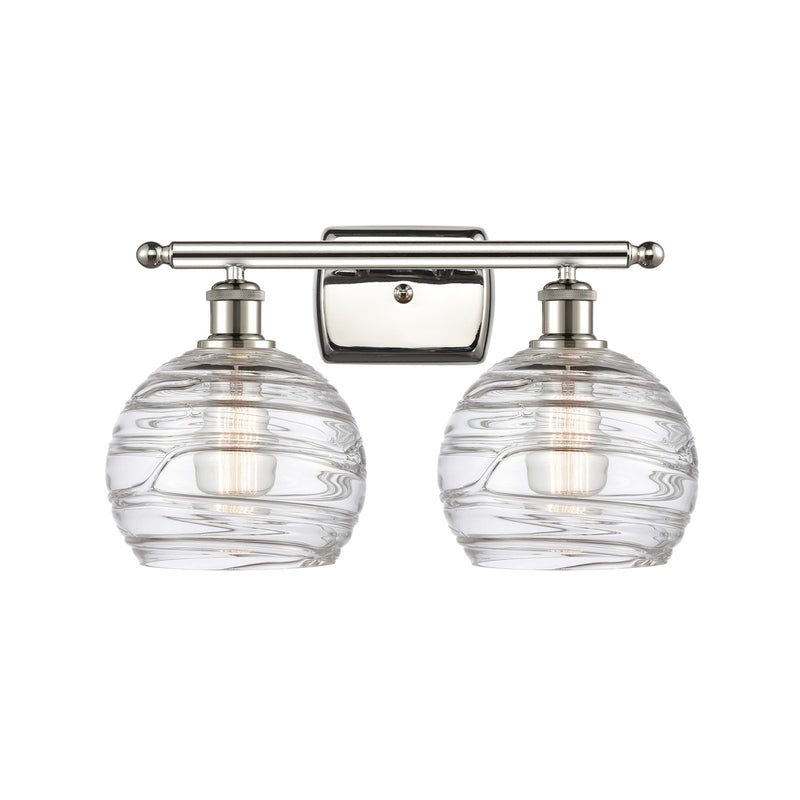 Innovations Athens Deco Swirl 18in 2-Light Bath Vanity Light | Industrial Polished Nickel and Clear Glass | Bathroom | Model 516-2W-PN-G1213-8CL