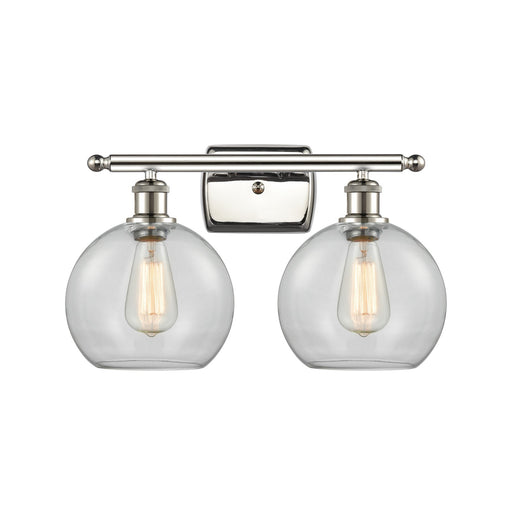 Innovations Athens 18in 2-Light Bath Vanity Light | Modern Contempo Polished Nickel and Clear Basket Weave Glass | Model 516-2W-PN-G122C-8CL