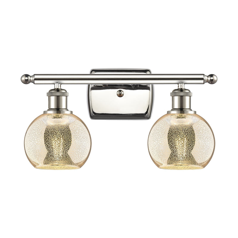Innovations Athens 16in 2-Light Bath Vanity Light | Industrial Polished Nickel and Mercury Glass | Bathroom & Powder Room | Model 516-2W-PN-G128-6