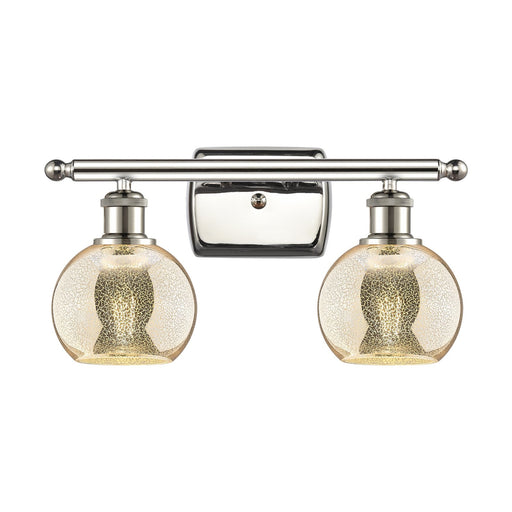 Innovations Athens 16in 2-Light Bath Vanity Light | Industrial Polished Nickel and Mercury Glass | Bathroom & Powder Room | Model 516-2W-PN-G128-6