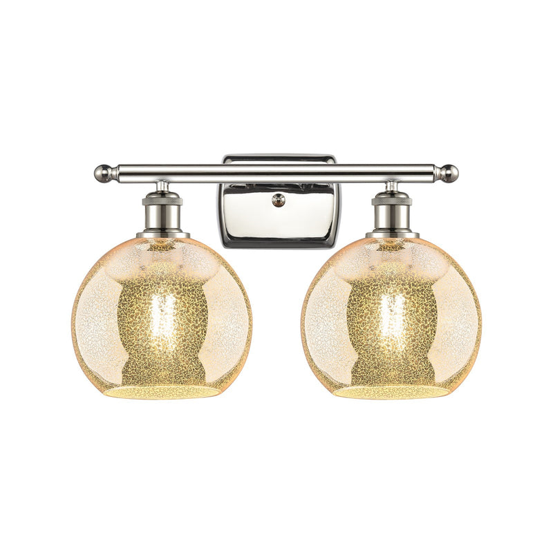 Innovations Athens 18in 2-Light Bath Vanity Light | Industrial Polished Nickel and Mercury Glass | Bathroom & Powder Room | Model 516-2W-PN-G128-8