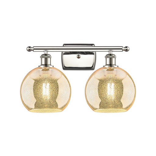 Innovations Athens 18in 2-Light Bath Vanity Light | Industrial Polished Nickel and Mercury Glass | Bathroom & Powder Room | Model 516-2W-PN-G128-8