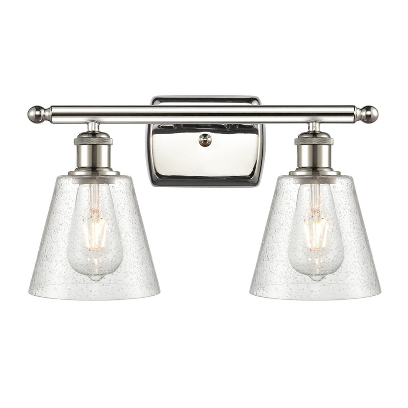 Innovations Caton 16in 2-Light Bath Vanity Light | Transitional Polished Nickel and Frosted Glass | Bathroom & Powder Room | Model 516-2W-PN-G454