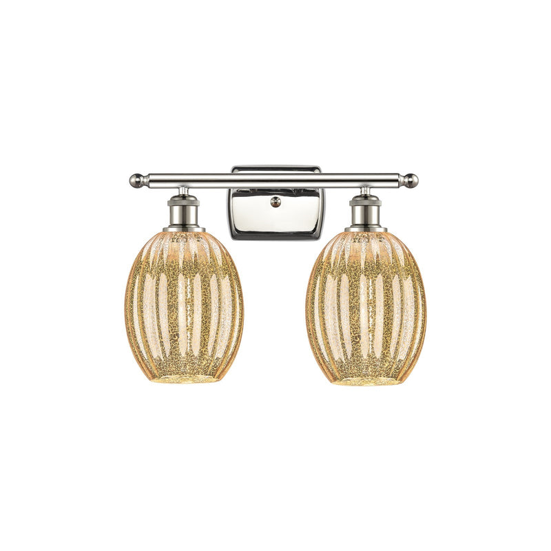 Innovations Preston Bulb 16in 2-Light Bath Vanity Light | Industrial Polished Nickel and Mercury Glass | Bathroom & Powder | Model 516-2W-PN-G459-6ME
