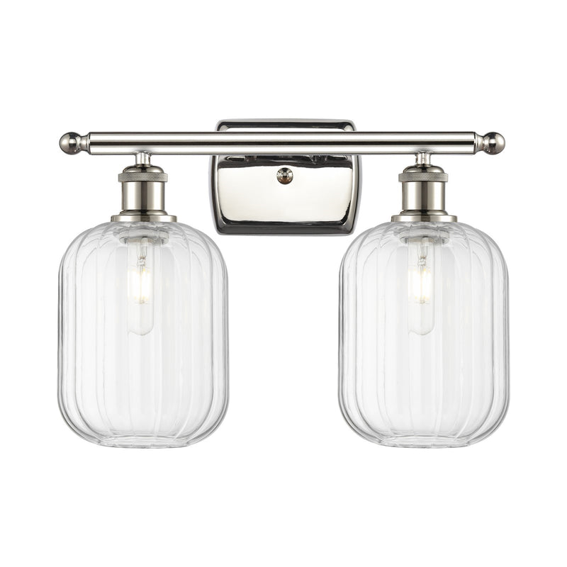 Innovations Preston Cylinder 16in 2-Light Bath Vanity Light | Industrial Polished Nickel and Clear Glass | Bathroom | Model 516-2W-PN-G460-7CL