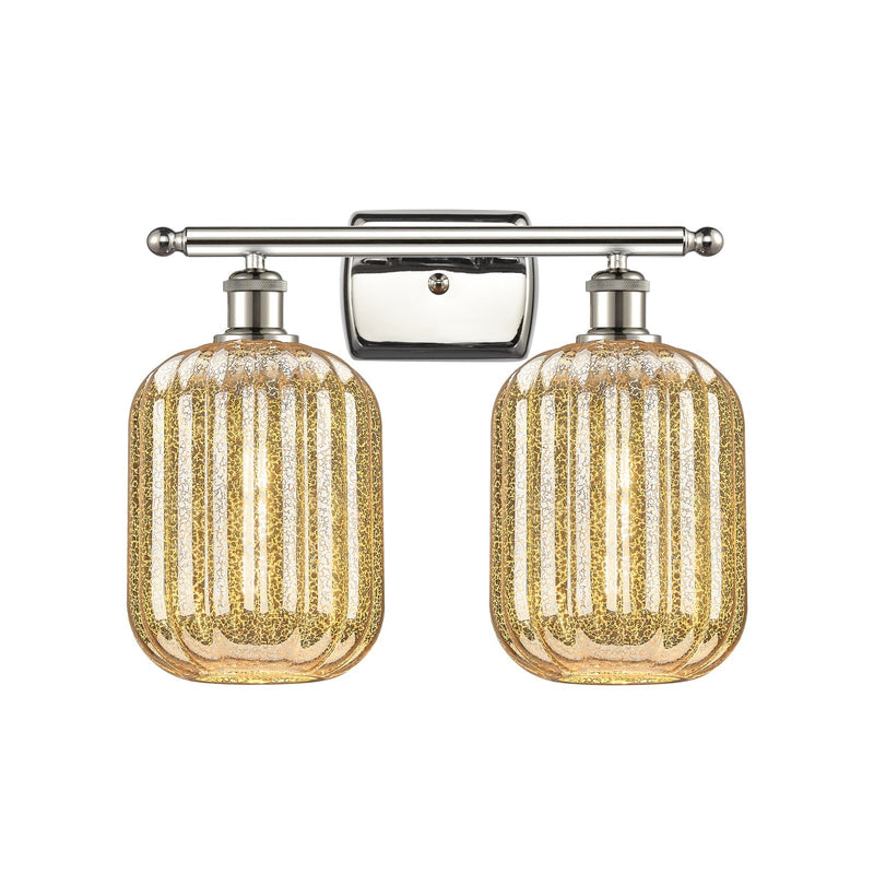 Innovations Preston Cylinder 16in 2-Light Bath Vanity Light | Industrial Polished Nickel and Mercury Glass | Bathroom | Model 516-2W-PN-G460-7ME