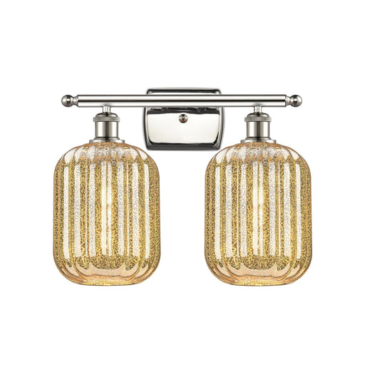 Innovations Preston Cylinder 16in 2-Light Bath Vanity Light | Industrial Polished Nickel and Mercury Glass | Bathroom | Model 516-2W-PN-G460-7ME