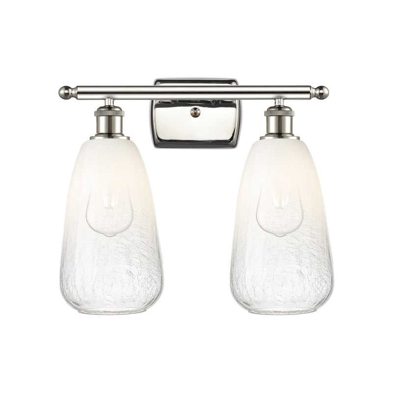 Innovations Brookhaven Almond 16in 2-Light Bath Vanity Light | Industrial Polished Nickel and Opal Glass | Bathroom | Model 516-2W-PN-G480-6OP
