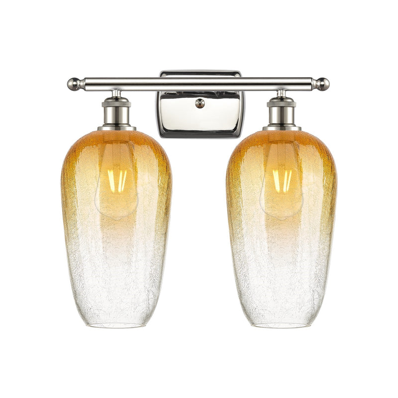 Innovations Brookhaven Flute 17in 2-Light Bath Vanity Light | Industrial Polished Nickel and Amber Glass | Bathroom | Model 516-2W-PN-G484-7AM