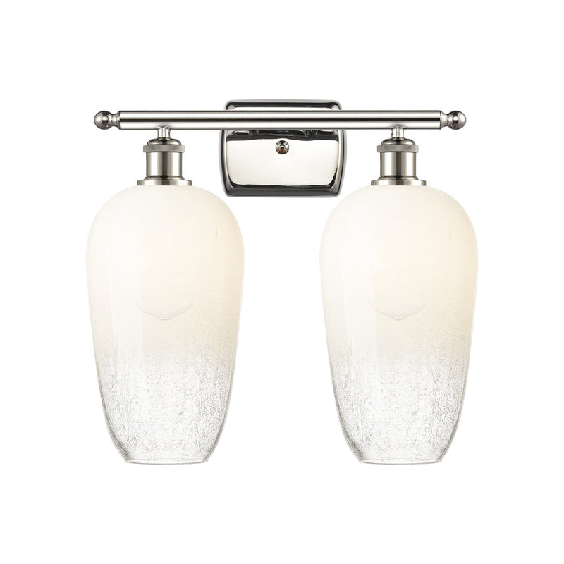 Innovations Brookhaven Flute 17in 2-Light Bath Vanity Light | Industrial Polished Nickel and Opal Glass | Bathroom | Model 516-2W-PN-G484-7OP