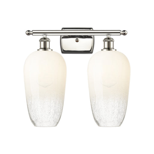 Innovations Brookhaven Flute 17in 2-Light Bath Vanity Light | Industrial Polished Nickel and Opal Glass | Bathroom | Model 516-2W-PN-G484-7OP