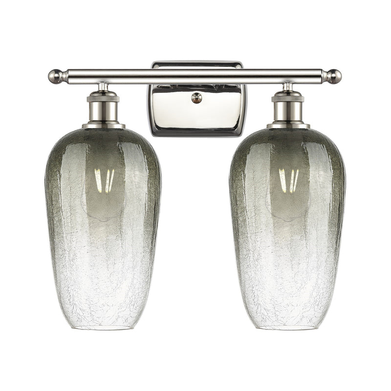 Innovations Brookhaven Flute 17in 2-Light Bath Vanity Light | Industrial Polished Nickel and Slate Glass | Bathroom | Model 516-2W-PN-G484-7SL