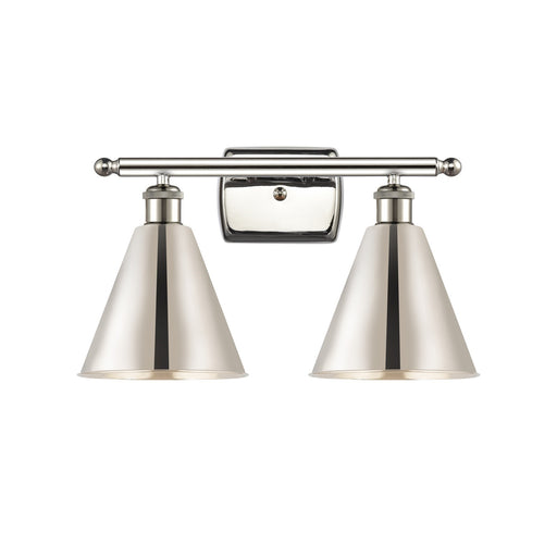 Innovations Berkshire Metal 18in 2-Light LED Bath Vanity Light | Industrial Polished Nickel | Bathroom & Powder Room | Model 516-2W-PN-MBC-8-PN-LED