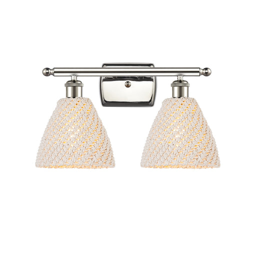 Innovations Bristol Natural 17in 2-Light Bath Vanity Light | Industrial Polished Nickel and Natural Fiber Shade | Model 516-2W-PN-NBD-75-NAT