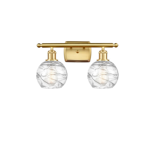 Innovations Athens Deco Swirl 16in 2-Light Bath Vanity Light | Industrial Satin Gold and Clear Glass Shade | Bathroom | Model 516-2W-SG-G1213-6CL