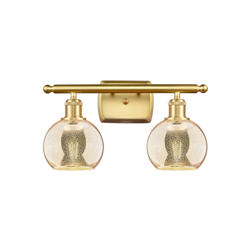 Innovations Athens 16in 2-Light Bath Vanity | Industrial Satin Gold and Mercury Glass | Bathroom & Powder Room | Model 516-2W-SG-G128-6