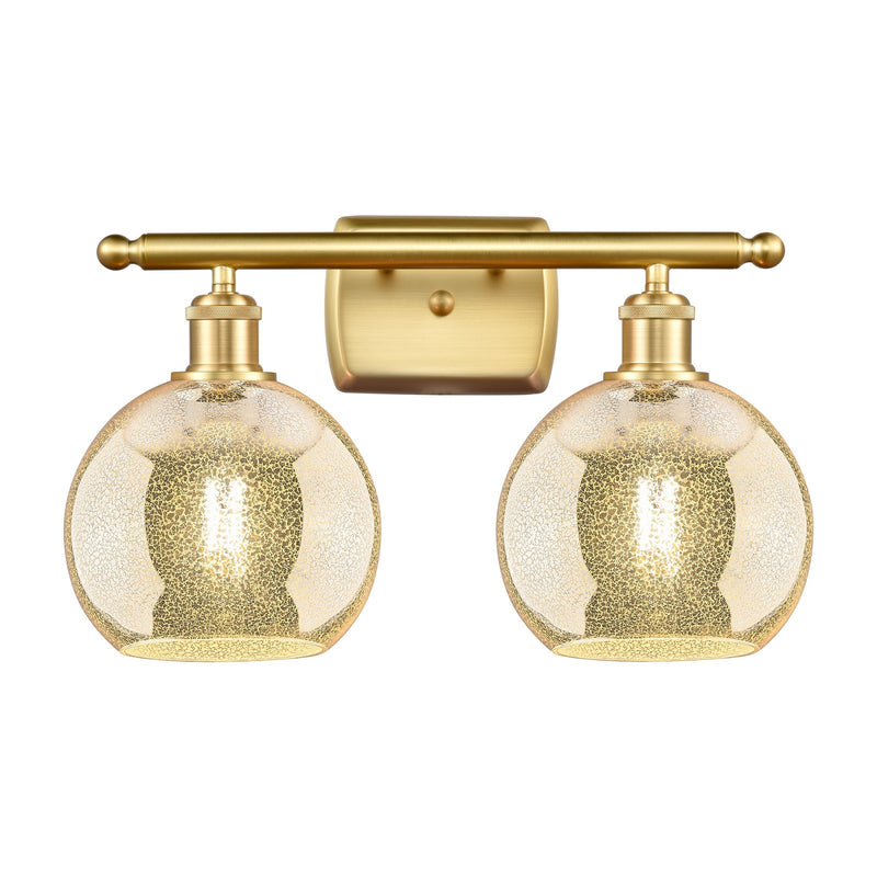 Innovations Athens 18in 2-Light Bath Vanity Light | Industrial Satin Gold and Mercury Glass | Bathroom Vanity | 18 x 11 in | Model 516-2W-SG-G128-8