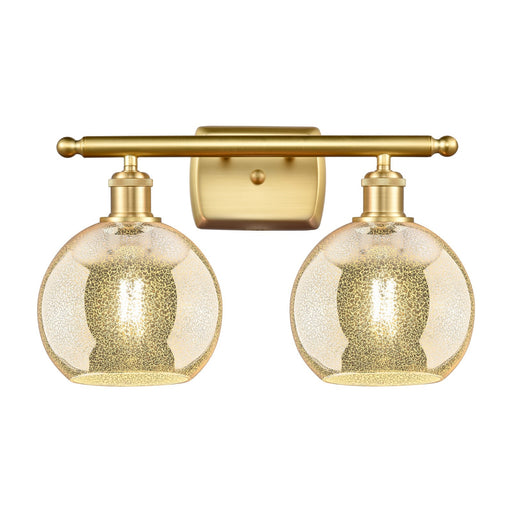 Innovations Athens 18in 2-Light Bath Vanity Light | Industrial Satin Gold and Mercury Glass | Bathroom Vanity | 18 x 11 in | Model 516-2W-SG-G128-8