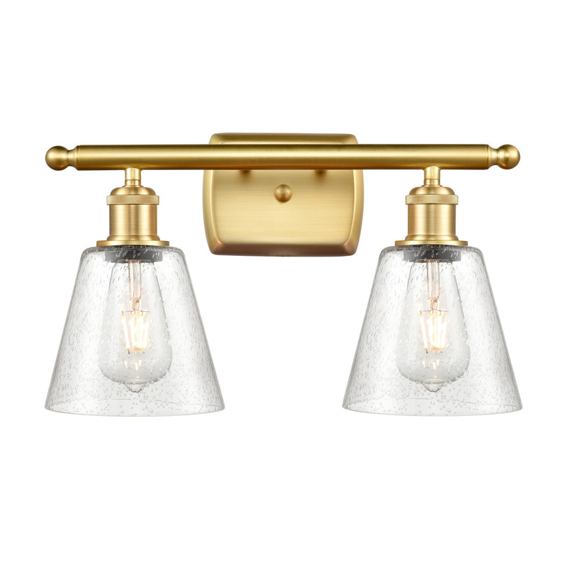 Innovations Caton 16in 2-Light Bath Vanity Light | Industrial Satin Gold and Frosted Glass | Bathroom Vanity | 16 x 9 in | Model 516-2W-SG-G454