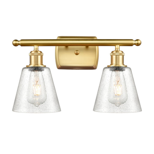 Innovations Caton 16in 2-Light Bath Vanity Light | Industrial Satin Gold and Frosted Glass | Bathroom Vanity | 16 x 9 in | Model 516-2W-SG-G454