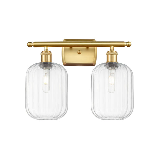 Innovations Preston Cylinder 17in 2-Light Bath Vanity Light | Industrial Satin Gold and Clear Glass | Bathroom Vanity | Model 516-2W-SG-G460-7CL