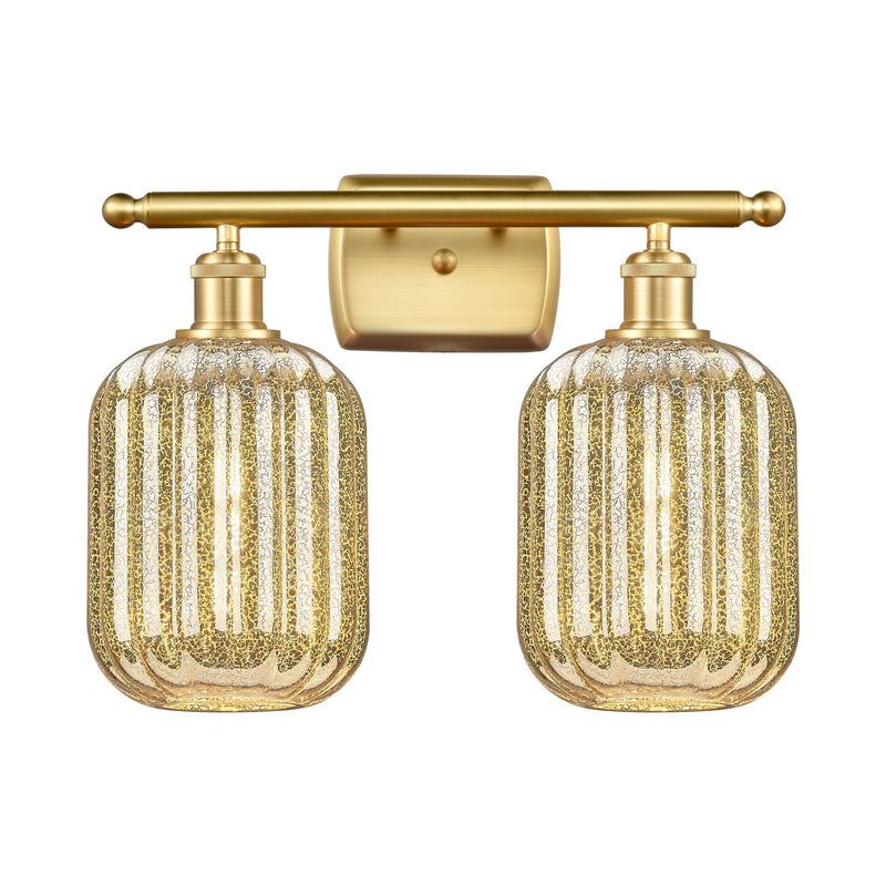 Innovations Preston Cylinder 17in 2-Light Bath Vanity | Industrial Satin Gold and Mercury Glass | Bathroom & Powder Room | Model 516-2W-SG-G460-7ME
