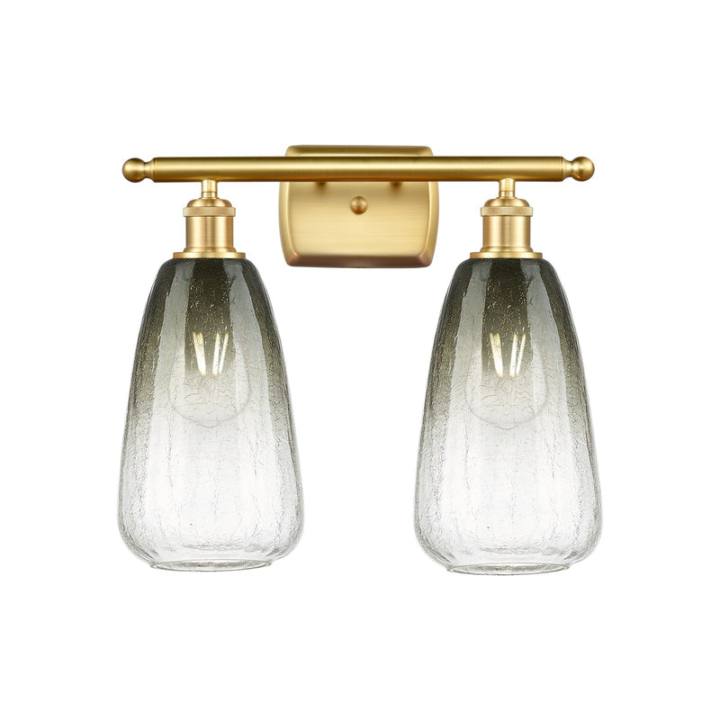 Innovations Brookhaven Almond 16in 2-Light Bath Vanity | Industrial Satin Gold and Slate Glass | Bathroom & Powder Room | Model 516-2W-SG-G480-6SL