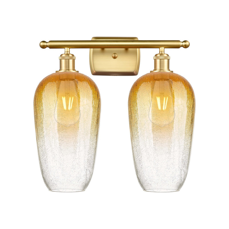 Innovations Brookhaven Flute 17in 2-Light Bath Vanity | Industrial Satin Gold and Amber Glass | Bathroom & Powder Room | Model 516-2W-SG-G484-7AM