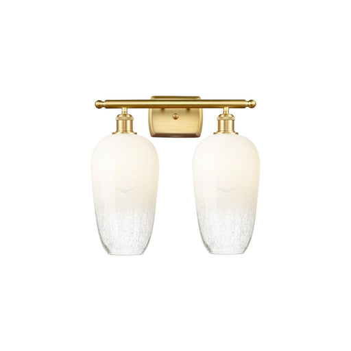 Innovations Brookhaven Flute 17in 2-Light Bath Vanity | Industrial Satin Gold and Opal Glass | Bathroom & Powder Room | Model 516-2W-SG-G484-7OP