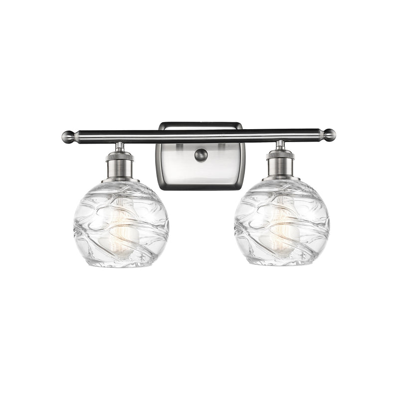Innovations Athens Deco Swirl 16in 2-Light Bath Vanity Light | Industrial Brushed Satin Nickel and Clear Glass | Bathroom | Model 516-2W-SN-G1213-6CL