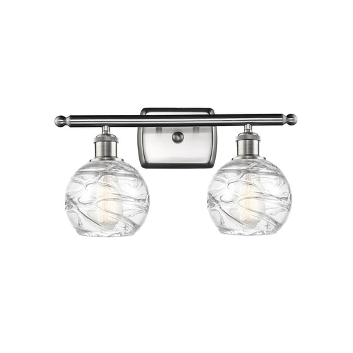 Innovations Athens Deco Swirl 16in 2-Light Bath Vanity Light | Industrial Brushed Satin Nickel and Clear Glass | Bathroom | Model 516-2W-SN-G1213-6CL