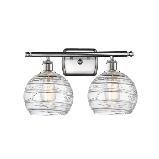 Innovations Athens Deco Swirl 18in 2-Light Bath Vanity | Industrial Brushed Satin Nickel and Clear Deco Swirl Glass | Model 516-2W-SN-G1213-8CL
