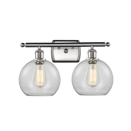 Innovations Athens 18in 2-Light Bath Vanity | Modern Brushed Satin Nickel and Clear Basket Weave Glass | Bathroom | Model 516-2W-SN-G122C-8CL