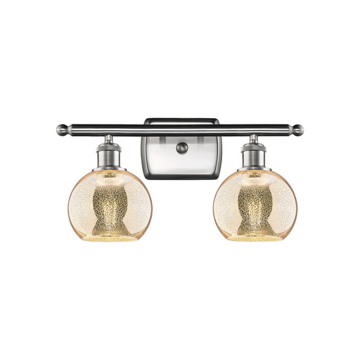 Innovations Athens 16in 2-Light Bath Vanity | Industrial Brushed Satin Nickel and Mercury Glass | Bathroom & Powder Room | Model 516-2W-SN-G128-6