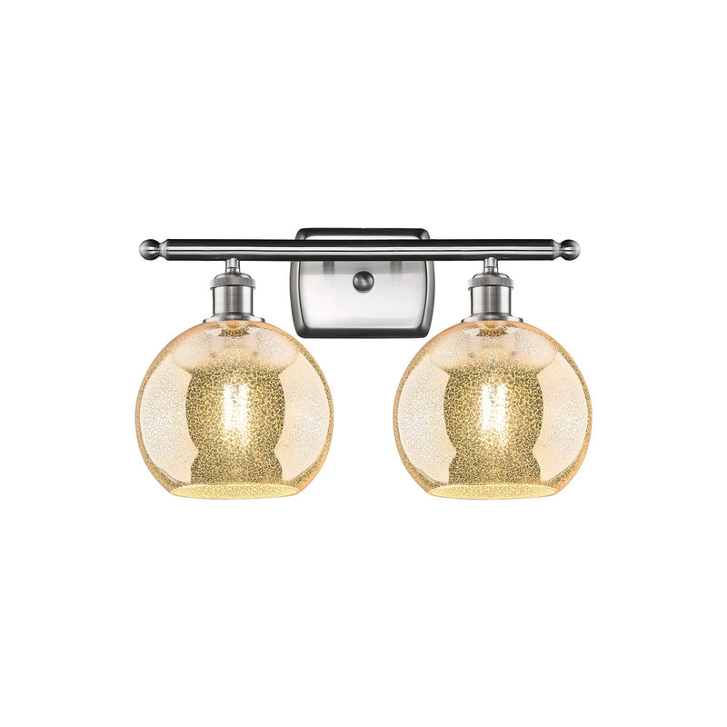 Innovations Athens 18in 2-Light Bath Vanity Light | Industrial Brushed Satin Nickel and Mercury Glass | Bathroom & Powder | Model 516-2W-SN-G128-8