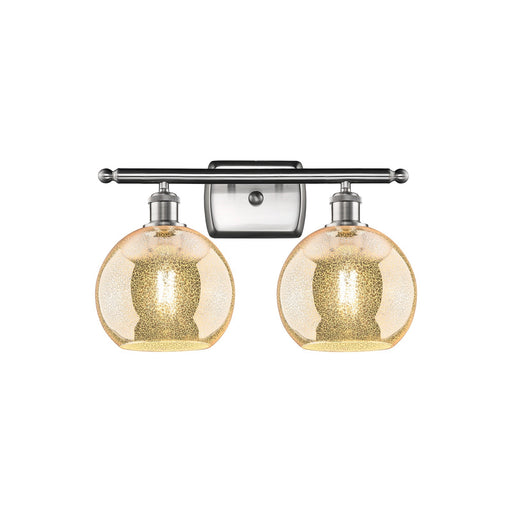 Innovations Athens 18in 2-Light Bath Vanity Light | Industrial Brushed Satin Nickel and Mercury Glass | Bathroom & Powder | Model 516-2W-SN-G128-8