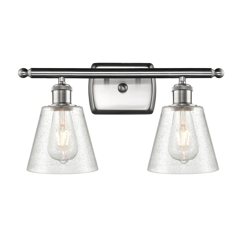 Innovations Caton 16in 2-Light Bath Vanity Light | Industrial Brushed Satin Nickel and Frosted Glass | Bathroom & Powder Room | Model 516-2W-SN-G454