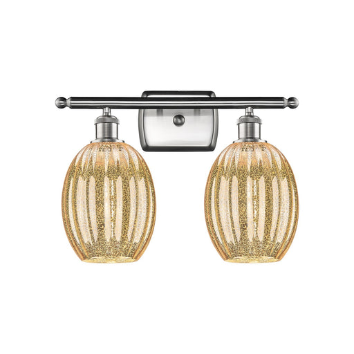 Innovations Preston Bulb 16.25in 2-Light Bath Vanity Light | Industrial Brushed Satin Nickel and Mercury Glass | Bathroom | Model 516-2W-SN-G459-6ME