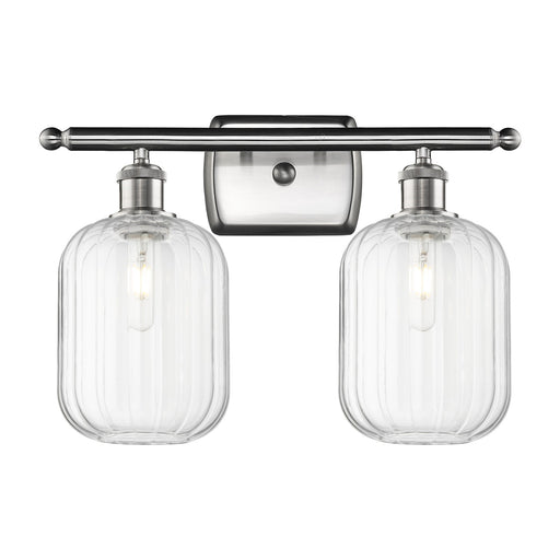Innovations Preston Cylinder 16.75in 2-Light Bath Vanity Light | Industrial Brushed Satin Nickel and Clear Glass | Model 516-2W-SN-G460-7CL